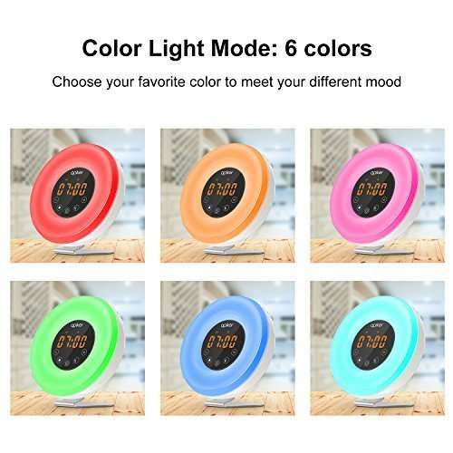 Wake-up Light Alarm Clock with Sunrise Simulation, Apiker Sunrise Alarm Clock with FM Radio, 6 Natu