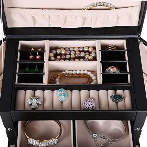 SONGMICS Jewelry Box, Girls Jewelry Organizer, Mini Travel Case, Mirror, Watch Organizer..