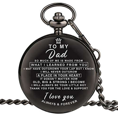 Engraved Pocket Watch for Men,Vintage Style Pocket Fob Watch Necklace Chain Quartz with ..