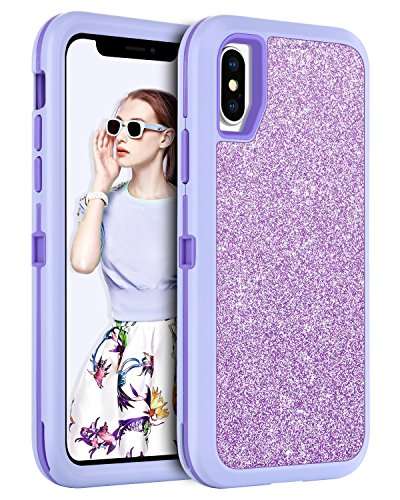 BENTOBEN iPhone X Case 2017,iPhone XS 2018 Case,Bling Glitter iPhone X Case 3 in 1 Slim Hybrid Spar
