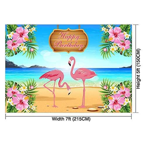 Allenjoy 7x5ft Let's Flamingle Flamingo Hawaiian Birthday party banner Backdrop background photo bo