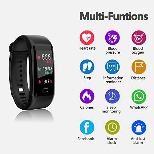 Fitness Tracker eway Fitness Watch With Color Screen Heart Rate and Blood Pressure Monitor Activity
