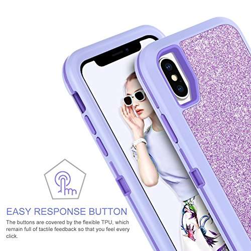 BENTOBEN iPhone X Case 2017,iPhone XS 2018 Case,Bling Glitter iPhone X Case 3 in 1 Slim Hybrid Spar