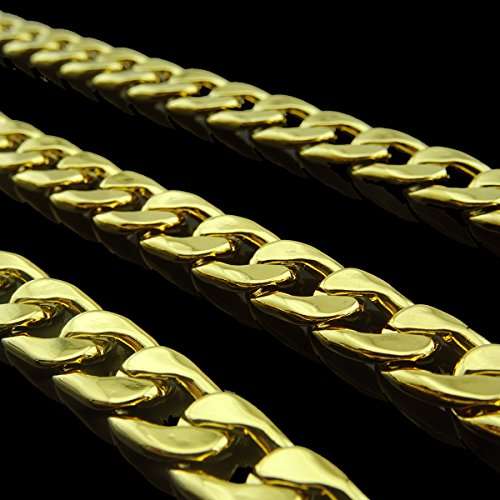 Passage 7 Copper 18K Real Gold Plated Curb Chain Hip-Hop Necklace USA Made 24 Inch-9MM Wide MANS Je