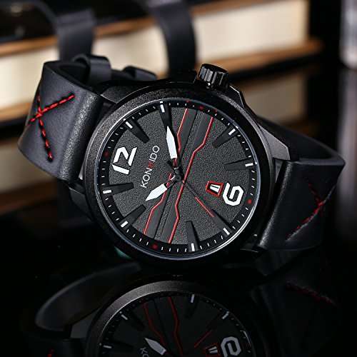 Mens Watches Leather Band Calendar Casual Watches for Men