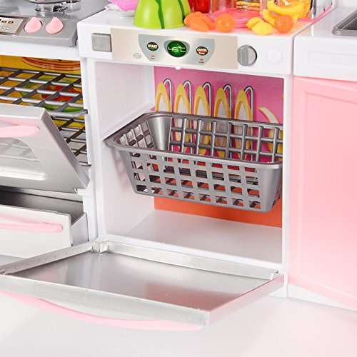 Emorefun Battery Powered Modern Kitchen Play Kitchen Set Pretend Play Kitchen Toys for Kids with So