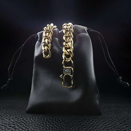 18k Gold Plated Cuban Link Chain Bracelet For Men + Gift Bag