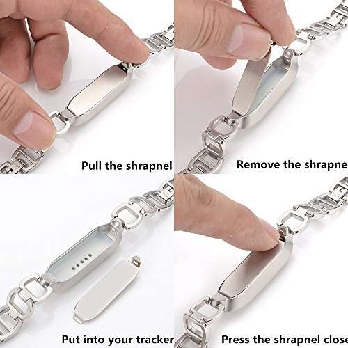 CUZOW for Fitbit Flex 2 Band Women Men, Stainless Steel Metal Replacement Wristband for Fitbit Flex