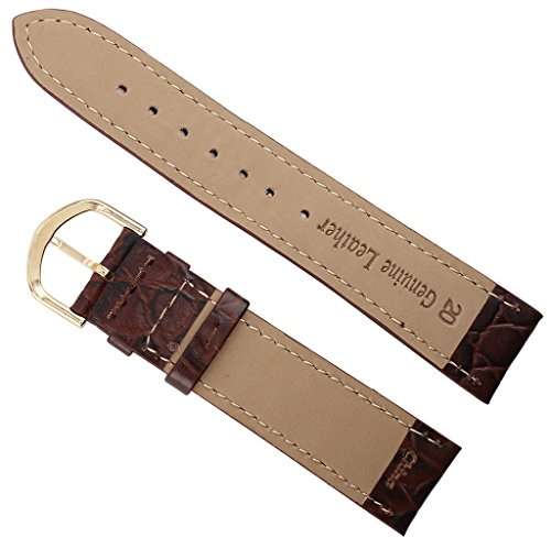 Watch Band Croco Calf Padded Regular Length Leather Replacement Watchband Black Or Brown 12,14,16,1