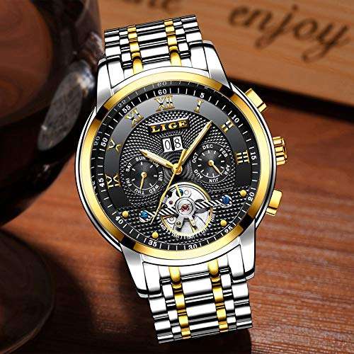 Mens Watches Top Luxury Brand LIGE Fashion Automatic Mechanical Watch Man Waterproof Ful..