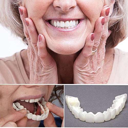 Leegoal Upper Teeth Cosmetic Veneers,Simulation Braces Instant Smile Temporary Tooth Kit Dentistry C