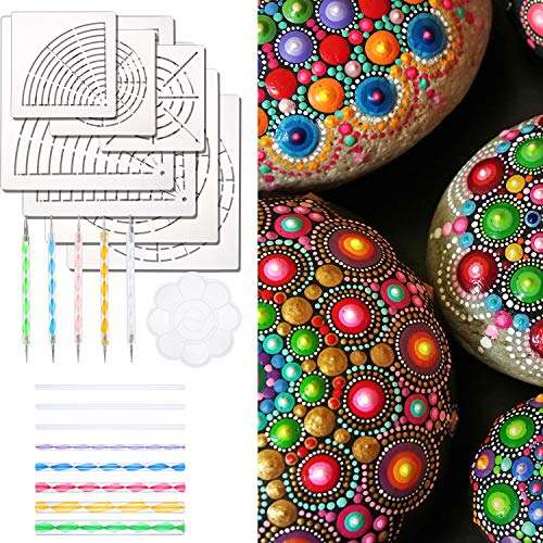 Skylety 21 Pieces Mandala Dotting Tools for Painting Rocks Mandala Painting Stencils