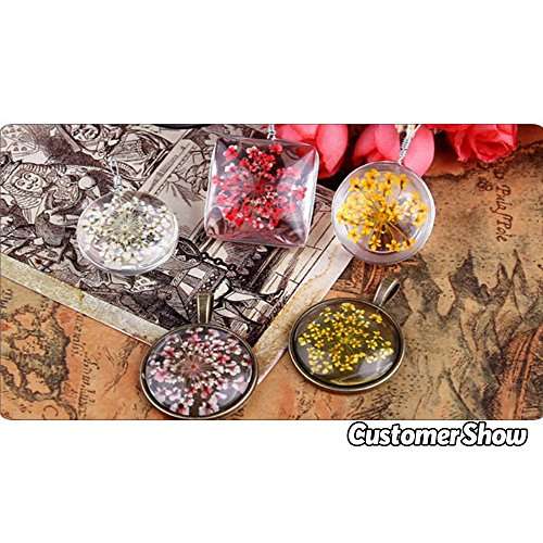Glarks 56Pcs 4 Colors Pendant Trays Round Bezel with Glass Cabochon Round Clear Dome Tiles for Craf