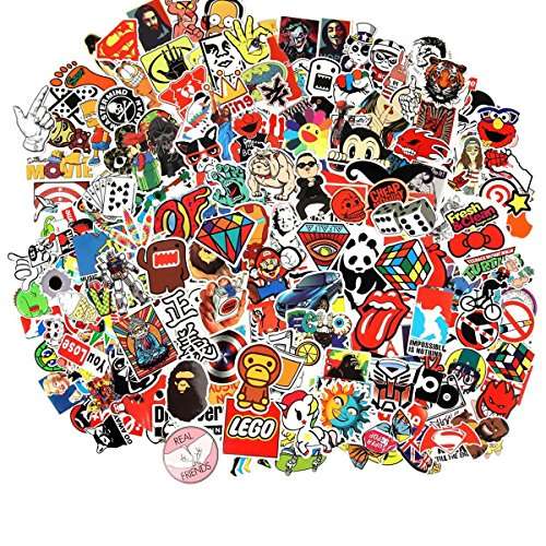 Cool Sticker 100pcs Random Music Film Vinyl Skateboard Guitar Travel Case Sticker Door Laptop Luggag