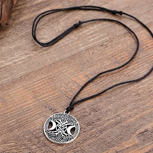 Triple Moon Goddess Necklace Pentacle Pentagram Tree Of Life Talisman Pendant Wiccan Pagan Jewelry