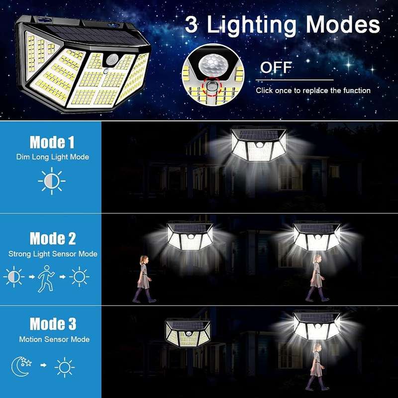 310 LED Outdoor Solar Lights 2 Packs Motion Sensor Light IP65 Waterproof Wireless Wall Light