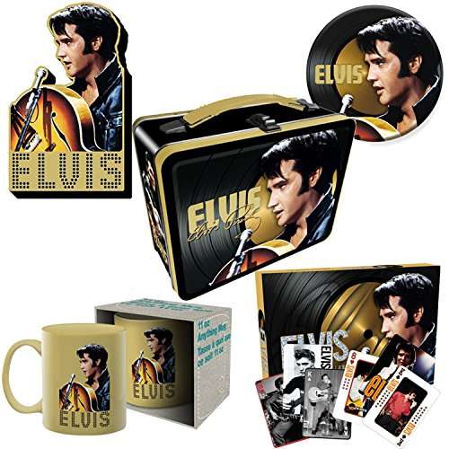 PopShoppes Elvis Presley PopBox (Deluxe Gift Bundle Set includes Large Tin Fun Box, Matchbox Playin