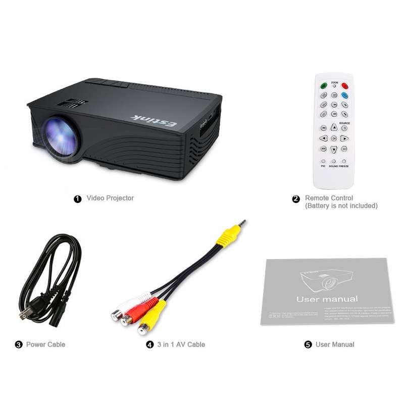 Portable Projector, 1500 Lumens LCD Video Projectors Support 1080P HDMI USB SD Card VGA AV