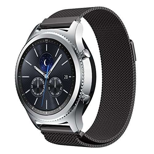 Gear S3 Watch Band, Leefrei Milanese Loop Woven Stainless Steel Mesh with Magnetic Closure Clasp Re