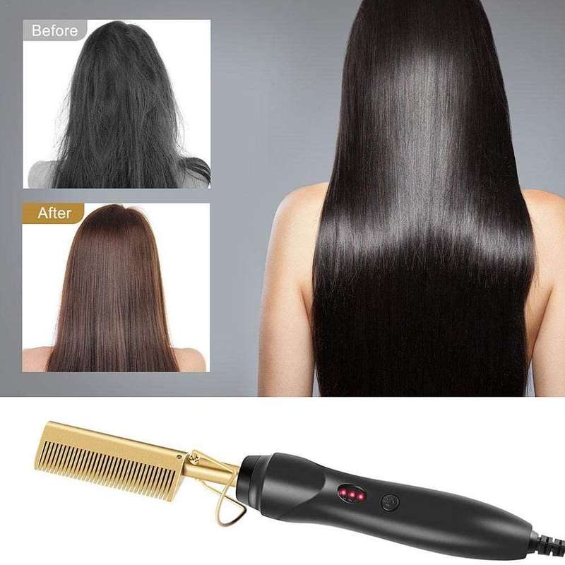 Hot Comb Hair Straightener - Electric Straightening Comb