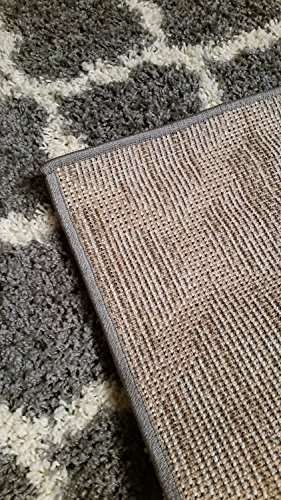 Ottomanson Ultimate Shaggy Collection Moroccan Trellis Design Shag Rug Contemporary Bedroom and Liv