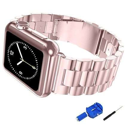 Apple Watch Band, iitee iWatch Band Stainless Steel Replacement Strap for Apple Watch - Rose Gold (3