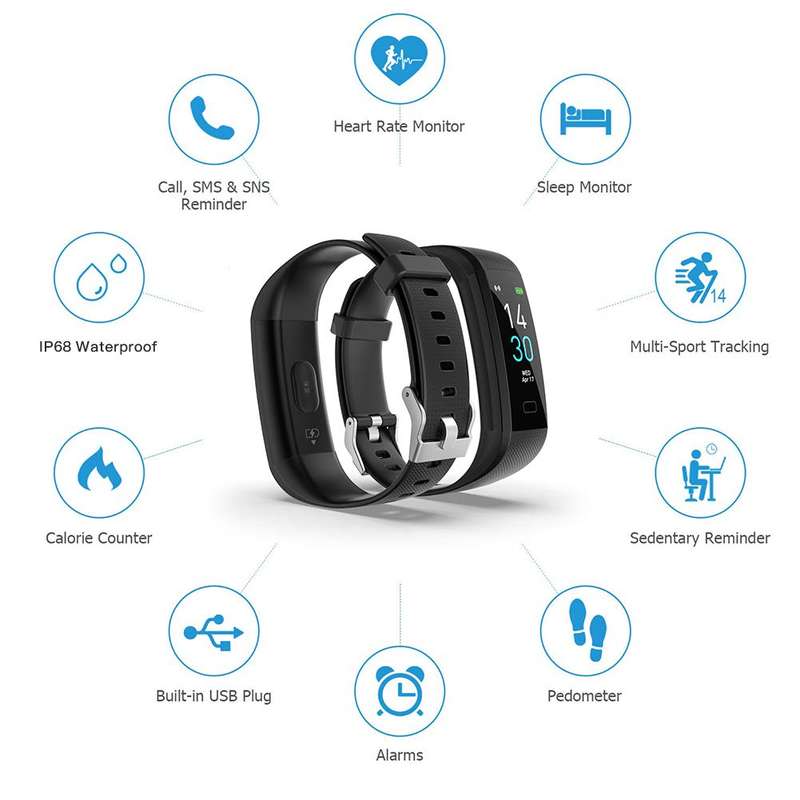 Fitness Tracker HR, Activity Tracker Watch with Heart Rate Monitor, IP68 Waterproof