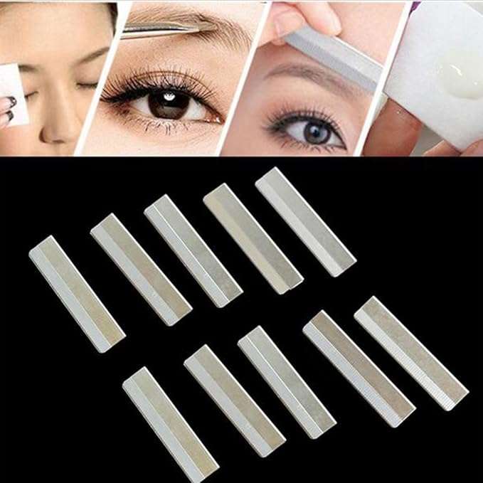 Image result for ccbeauty professional 100pcs stainless steel straight single edge shaving razor blades refills, women face hair eyebrow trimmer scraping replaceable blades kit