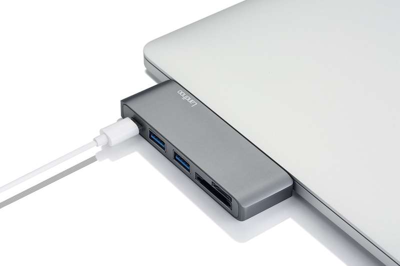 Type-C USB 3.0 5 in 1 Combo Hub for MacBook, Aluminum Multi-Port Adapter with USB-C Charging Port
