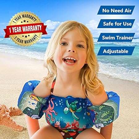 Swim Arm Bands Trainer Float Life Jacket Vest Learn Swimming Independence Fun Aid Water Pool Beach