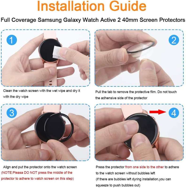 Waterproof 3D Full Coverage Screen Protector for SAMSUNG Galaxy Active 2 Smart Watch