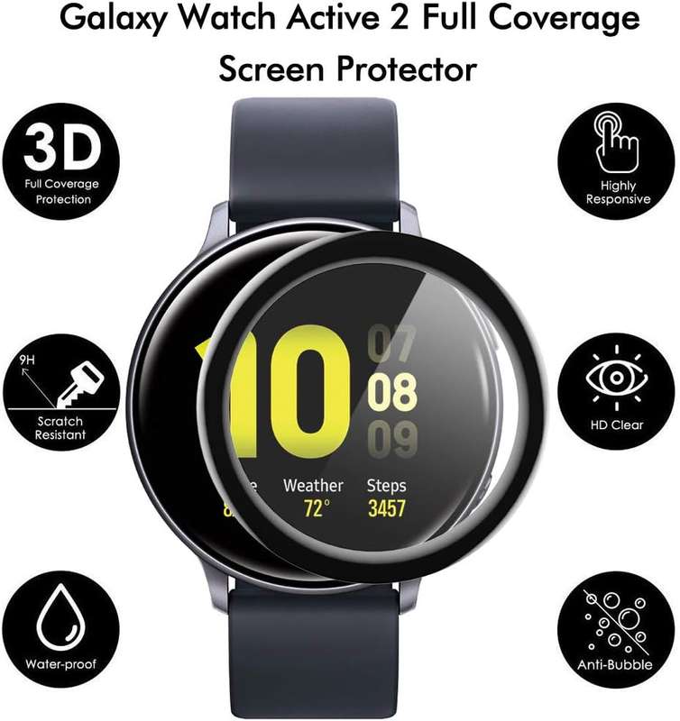 Waterproof 3D Full Coverage Screen Protector for SAMSUNG Galaxy Active 2 Smart Watch
