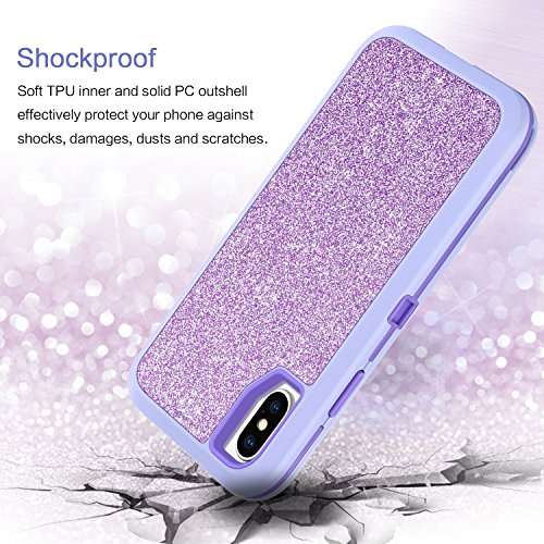 BENTOBEN iPhone X Case 2017,iPhone XS 2018 Case,Bling Glitter iPhone X Case 3 in 1 Slim Hybrid Spar
