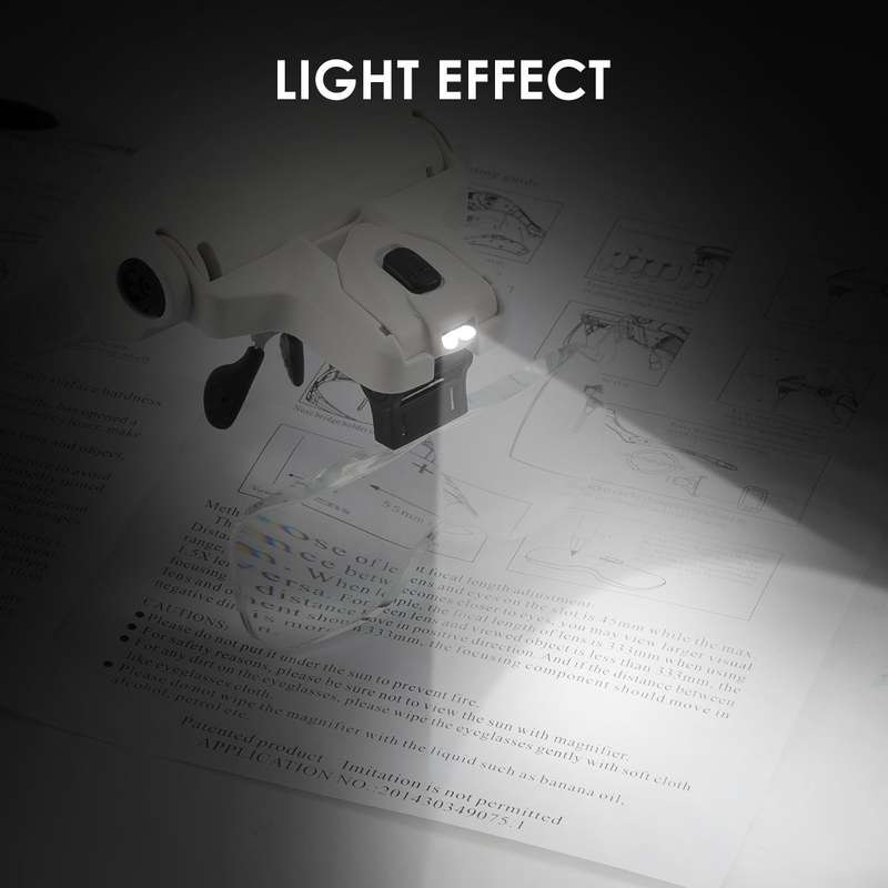 Head Mount Magnifier with 2 Led Professional Jeweler's Loupe Light Bracket and Headband ar