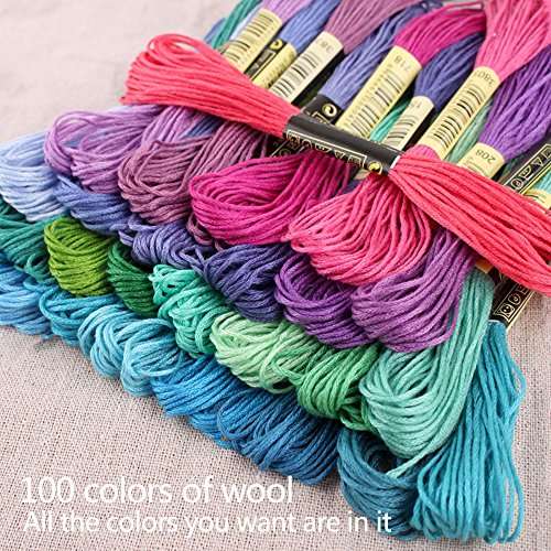 AHOMATE Magic Patterns Punch Needle Kit Craft Tool Embroidery Pen Set, Threads for Sewing Knitting