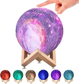 Moon Lamp Galaxy Moon Night Light 3D Printing Dimmable Moonlight 16 Colors  with Stand & Remote & Touch Control & USB Rechargeable, Birthday Gifts for  Baby Kids Friend Party Bedroom (5.9 inch):