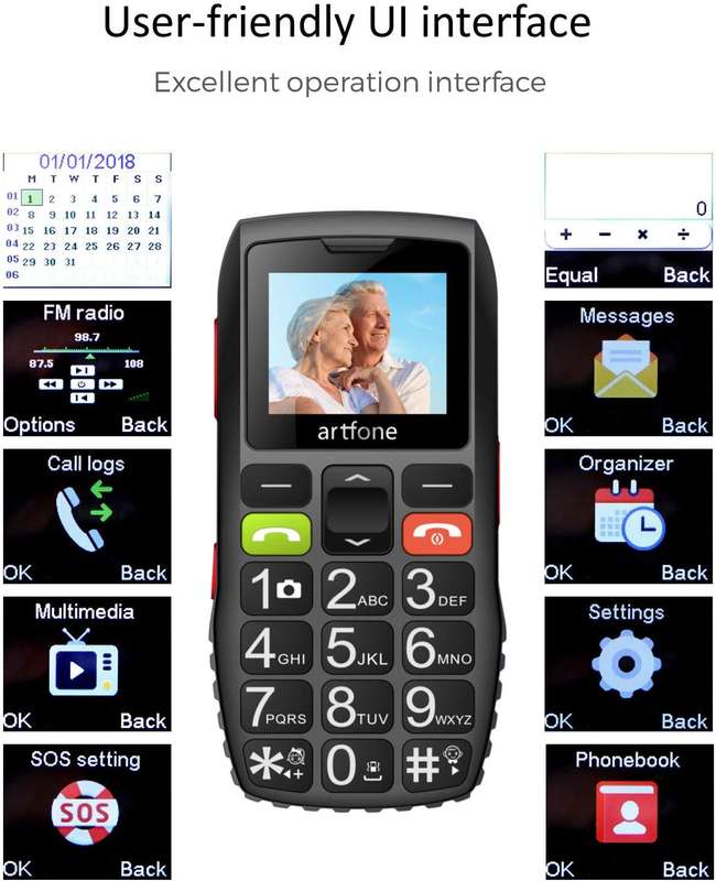 Artfone C1 Big Button Mobile Phone for Elderly, Unlocked Senior Mobile Phone With SOS Emergency Butt