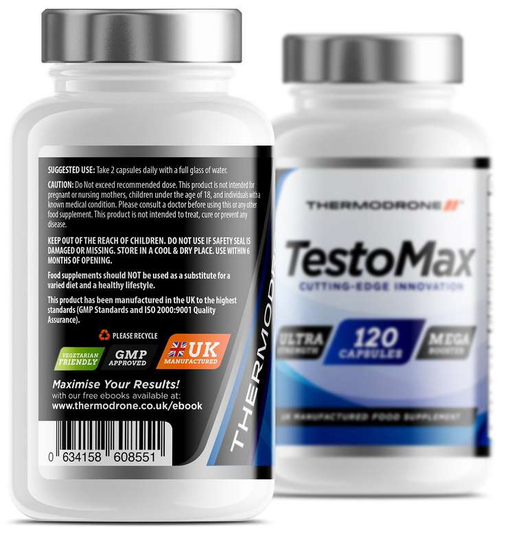 Extreme Testosterone Boosters for Men TestoMax - 120 Veggie Caps - UK Manufactured Lab Tested