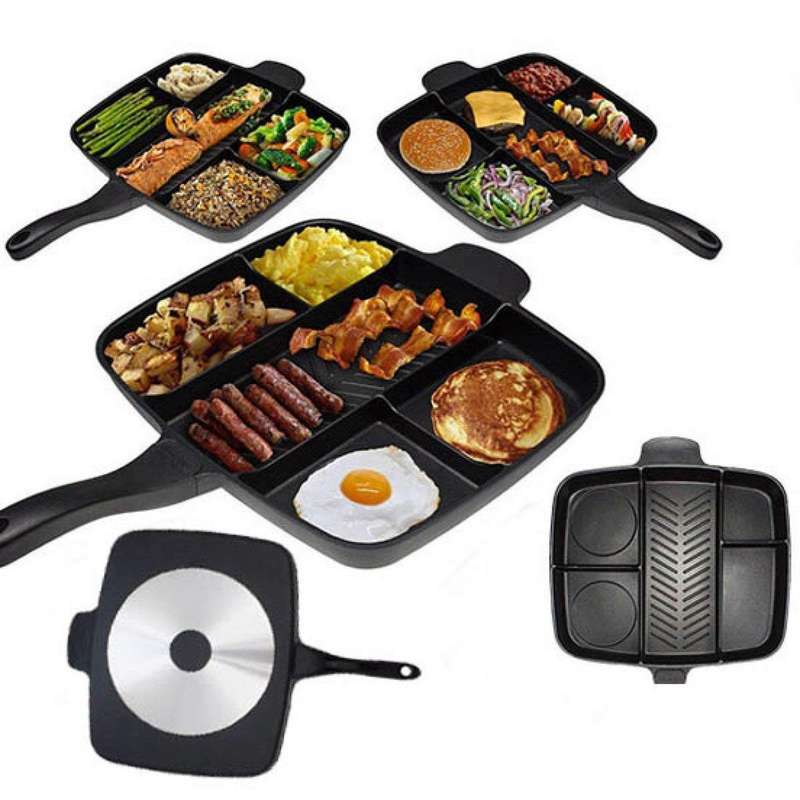 Buy Wolblix 5 in 1 Magic Frying Pan Master Non-Stick Divided Grill ...