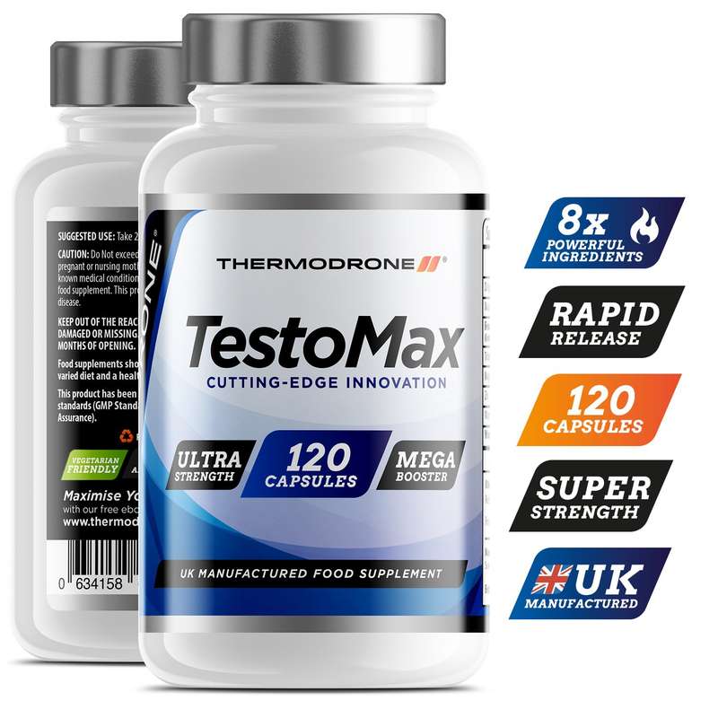 Extreme Testosterone Boosters for Men TestoMax - 120 Veggie Caps - UK Manufactured Lab Tested