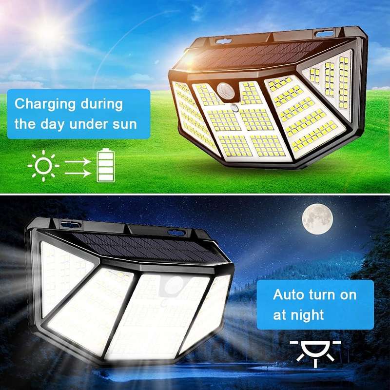 310 LED Outdoor Solar Lights 2 Packs Motion Sensor Light IP65 Waterproof Wireless Wall Light