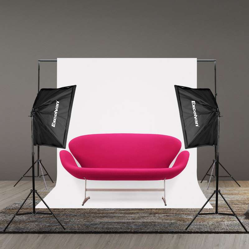Excelvan Photography Video Studio Lighting Kit 1250W Soft Box W/3 Background Backdrop White Black Gr