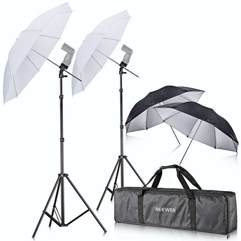 Neewer Off Camera Double Speedlight Flash ShoeMount Swivel Soft Umbrella Kit ...