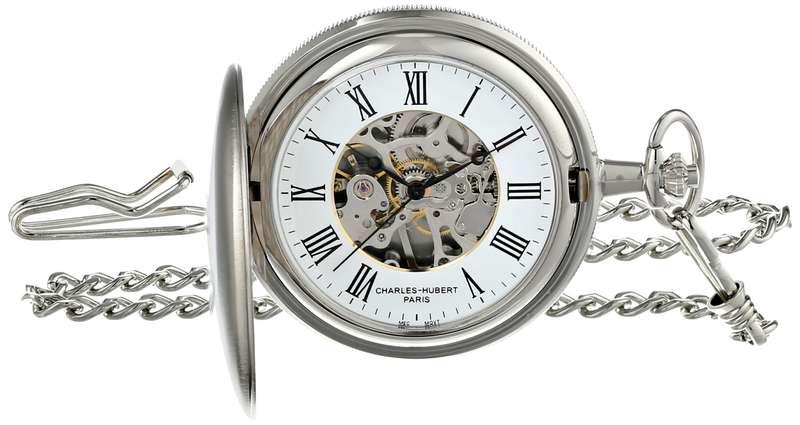 Charles-Hubert Paris Satin Finish Mechanical Pocket Watch