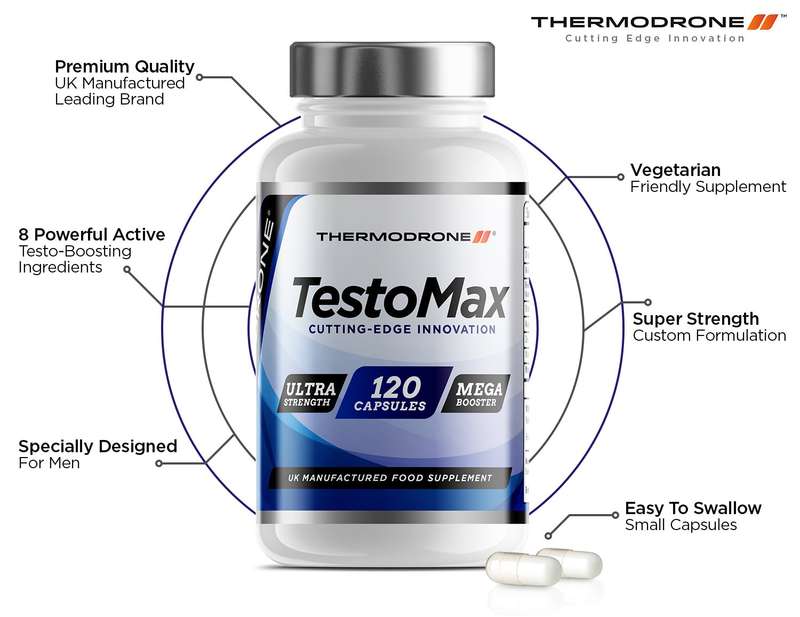 Extreme Testosterone Boosters for Men TestoMax - 120 Veggie Caps - UK Manufactured Lab Tested