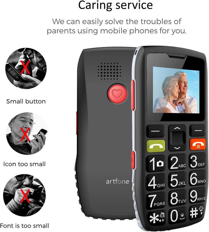 Artfone C1 Big Button Mobile Phone for Elderly, Unlocked Senior Mobile Phone With SOS Emergency Butt