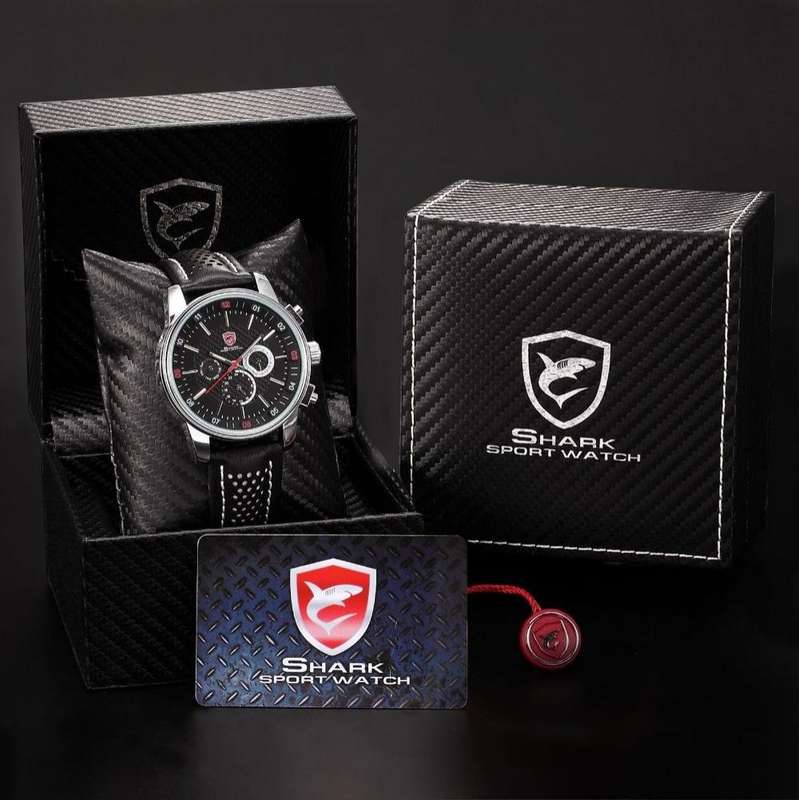 SHARK PACIFIC RACER CHRONO WATCH RED/BLACK TRIM WATCH  W/ BOX, PAPERS, LOADED!!