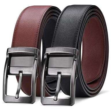 Mens Leather Belt Reversible Black