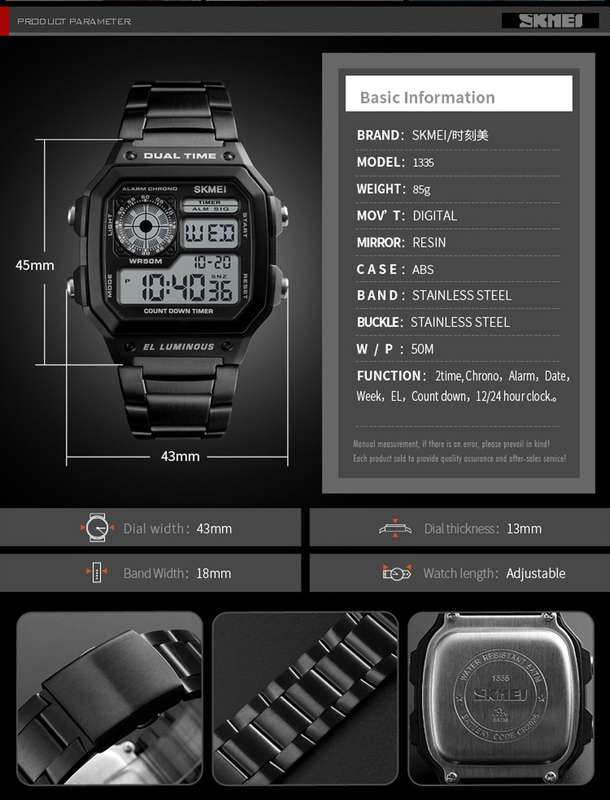 Amazon.com: SKMEI 1335 Men's Quartz Chronograph Sport Casual Multiple Time  Zone Clock Digital Display Watches (Rosegold): Beauty