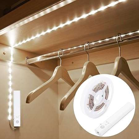 Blusea Sensitive PIR Motion Sensor Strip Light Cabinet Lamp with Automatic  & Manual 2 Switch Modes Remote Battery Powered Operated 1M 30LEDs SMD2835  for Wardrobe Cabinet Closet Cupboard: Amazon.co.uk: Kitchen & Home